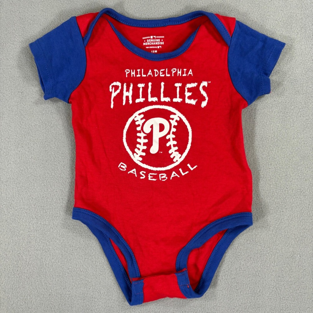 MLB Philadelphia Phillies Bodysuit Kids 12M Red Blue Excellent Baseball Sporty